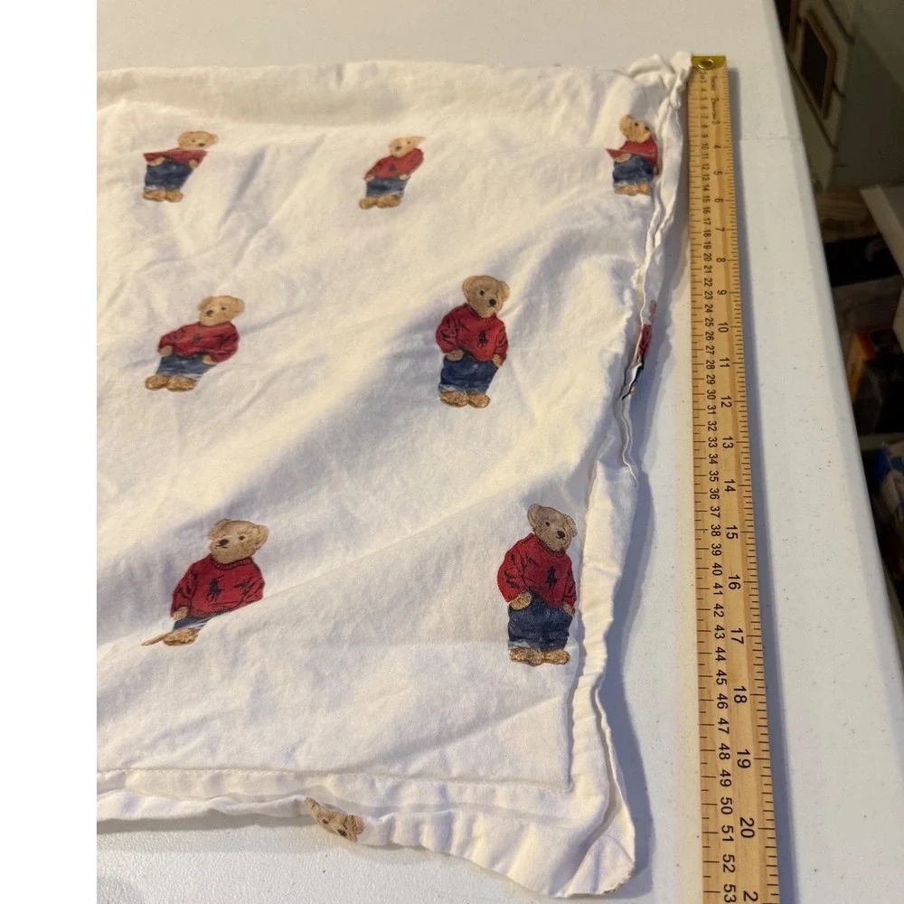 Polo Ralph Lauren Home Polo Bear Cotton 2 Pillowcases White Red Sweater Standard